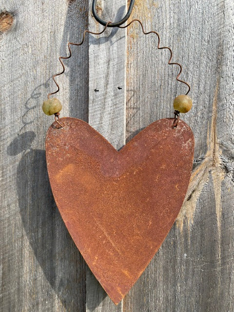 Single Large Heart with Glass Beads