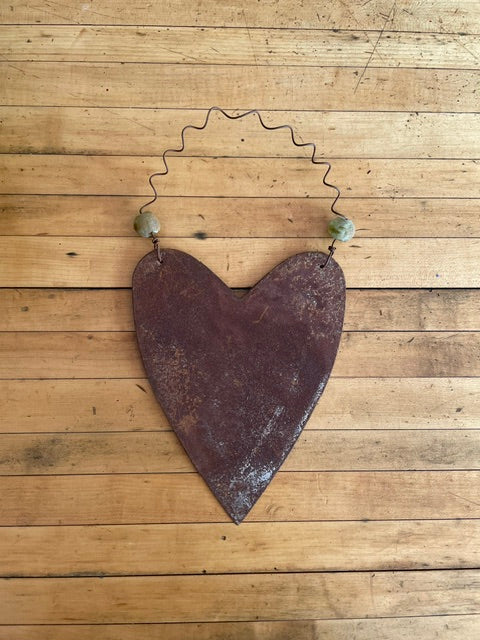 Single Large Heart with Glass Beads